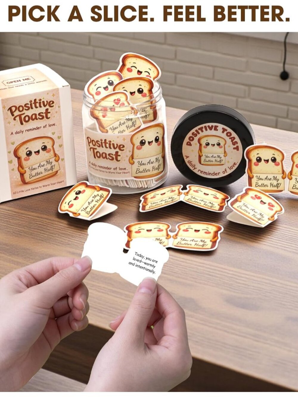 Positive Toast Jar – Cute Toast Love Notes with 60 Romantic Messages, Gifts for - Picture 5 of 6